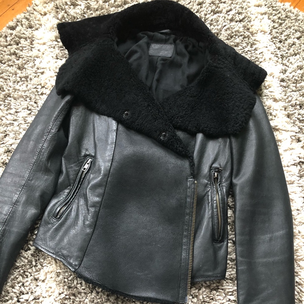 SOLD All Saints Shearling Leather Jacket